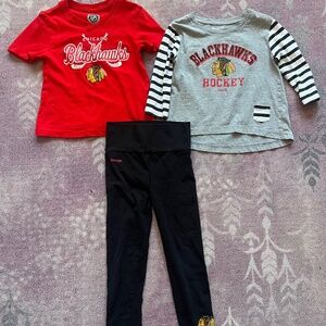 Bundle - Girls Size 4/5T Blackhawks Shirts and Pants